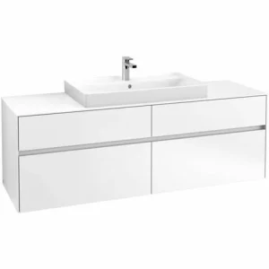 Villeroy & Boch Collaro Waschtischunterschrank 160cm Mit 4 Auszügen Und Variabler Beckenposition White Matt Mit Beleuchtung Mittig 80 Cm 7