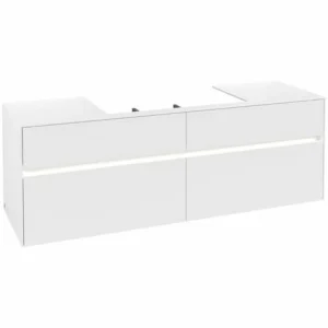 Villeroy & Boch Collaro Waschtischunterschrank 160cm Mit 4 Auszügen Und Variabler Beckenposition White Matt Mit Beleuchtung Mittig 80 Cm 9