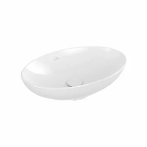 Villeroy & Boch Loop & Friends Aufsatzwaschtisch Oval 56 Cm Ohne Überlauf Weiß Alpin Mit CeramicPlus Beschichtung 7