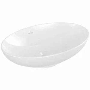 Villeroy & Boch Loop & Friends Aufsatzwaschtisch Oval 56 Cm Ohne Überlauf Weiß Alpin Mit CeramicPlus Beschichtung 9